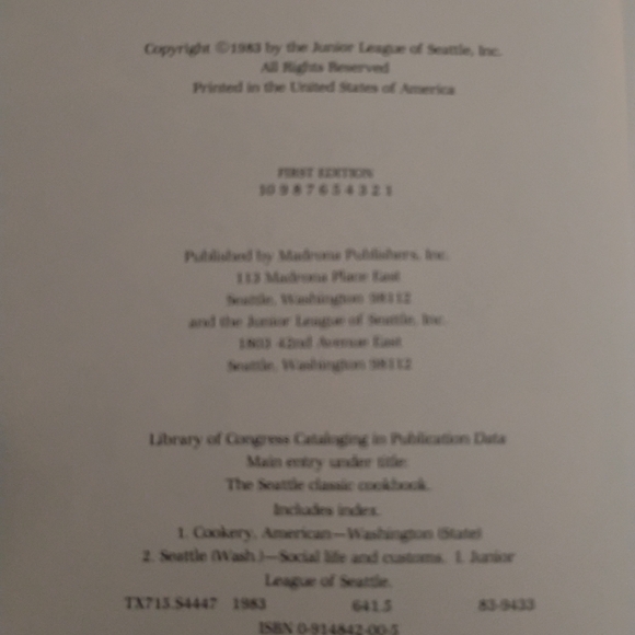 The Seattle Classic Cookbook - Picture 3 of 6